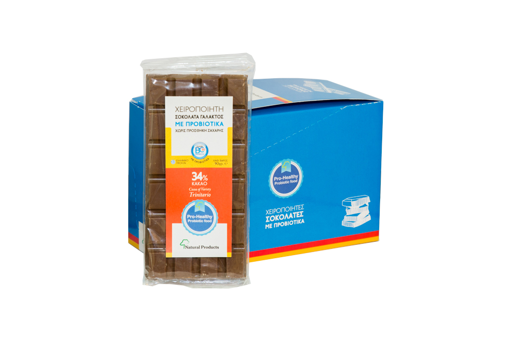 Natural Products Χειρ. Σοκολάτα Γάλακτος Χ.Ζ  και προβιοτ. 90gr